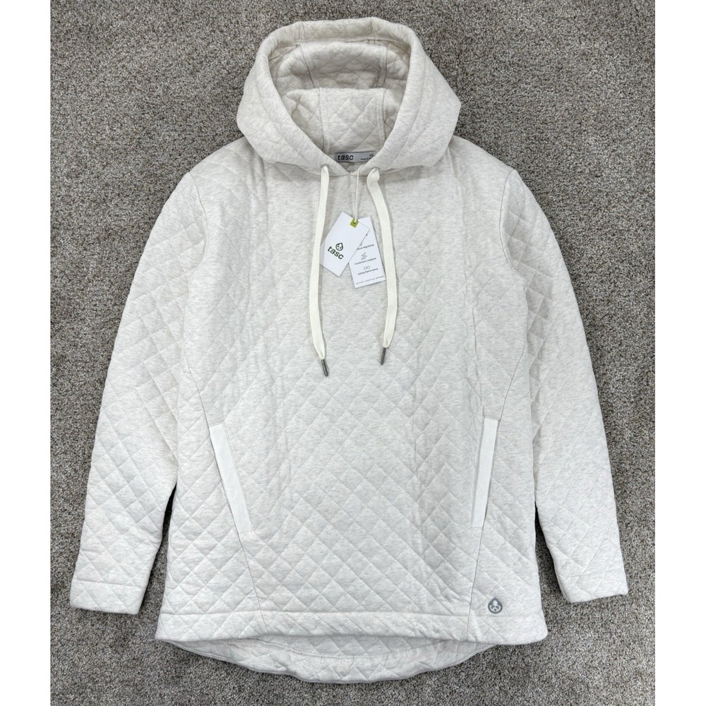 Tasc Unstoppable Soft Quilted‎ Hoodie Woman's XS Coconut White Organic NWT $148